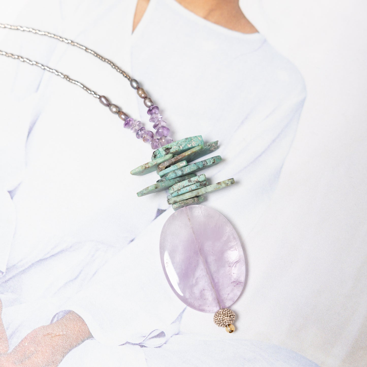 Lange ketting Amethist Turquoise