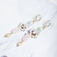 Oorbellen met  rose quarts en parel