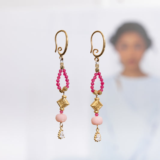 Loop oorbel roze