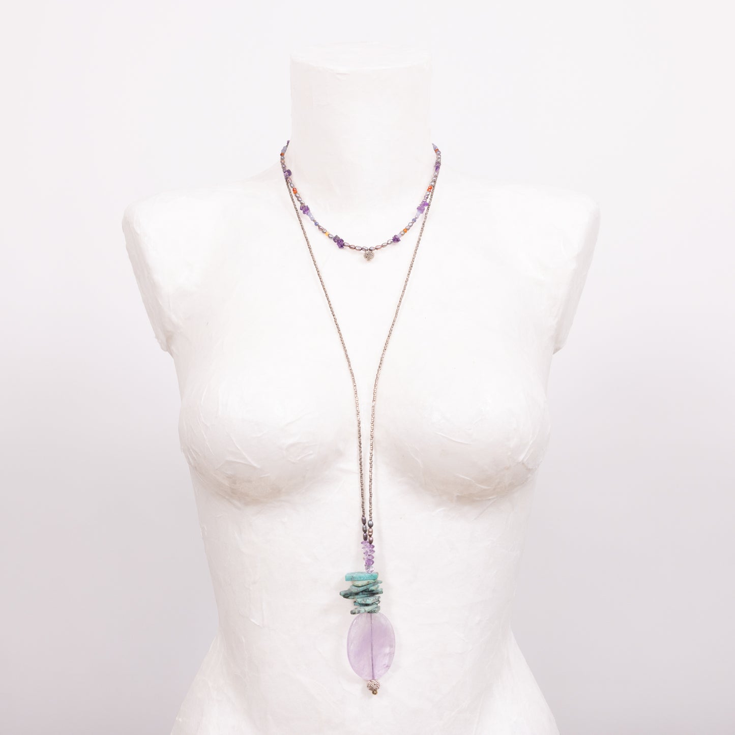 Lange ketting Amethist Turquoise